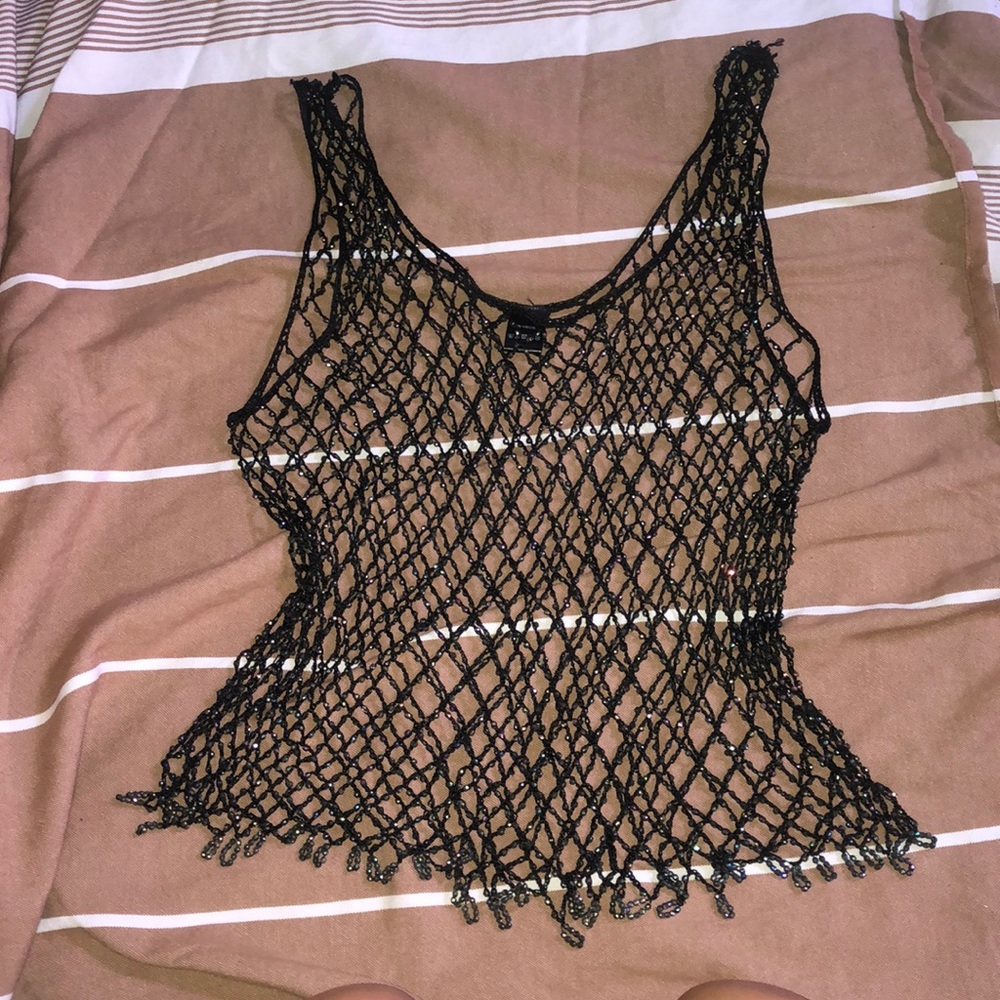 Vintage iridescent beaded top